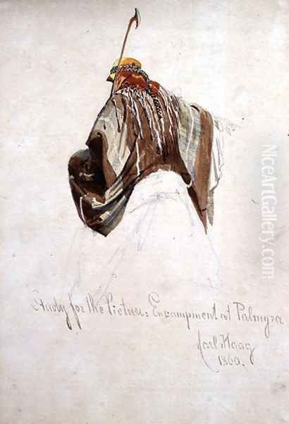 Study for Encampment at Palmyra top of figure on camels back Oil Painting by Carl Haag