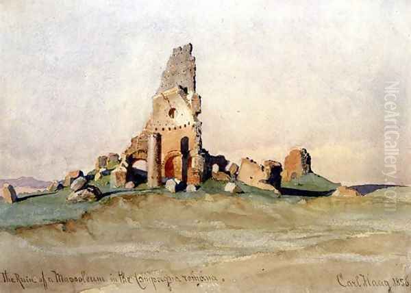 The Ruin of a Mausoleum in the Roman Countryside Oil Painting by Carl Haag