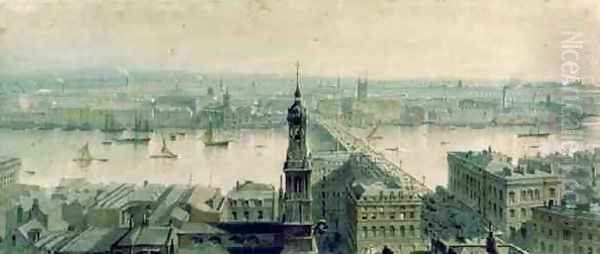 View of London from Monument looking South Oil Painting by Carl Haag