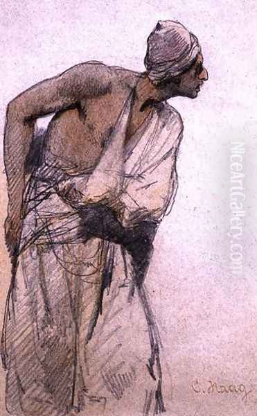 An Arab Peasant Oil Painting by Carl Haag