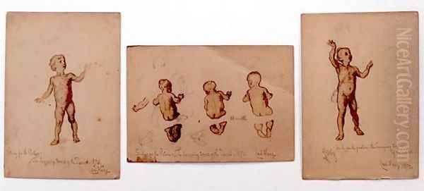 Studies of children for The Swooping Terror of the Desert Oil Painting by Carl Haag