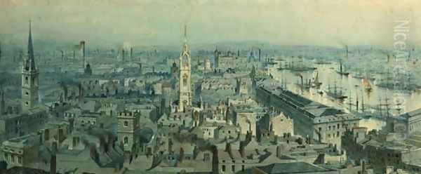 View of London from Monument looking East Oil Painting by Carl Haag