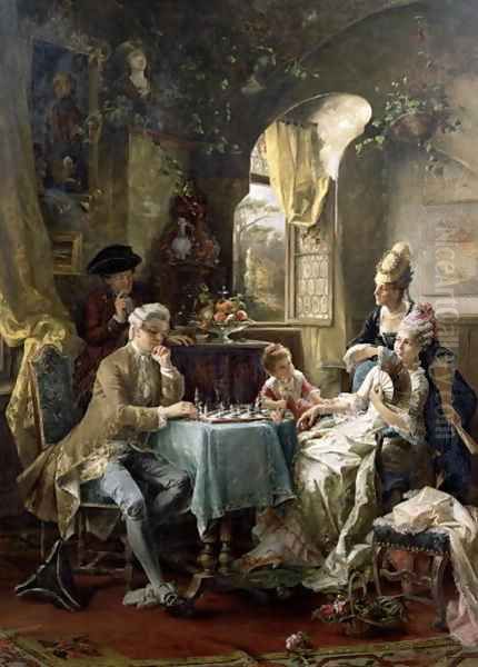 The Chess Players 1887 Oil Painting by Willem Herreyns