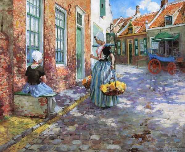 Dutch Flower Girls Oil Painting by George Hitchcock