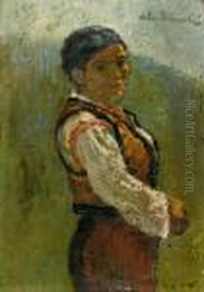 Tarancuta Cu Bundita Oil Painting by Octav Bancila