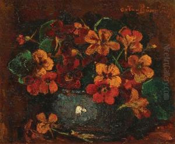 Pansies Oil Painting by Octav Bancila