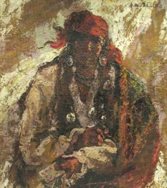 Ghicitoare Oil Painting by Octav Bancila