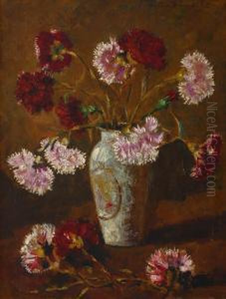 Carnations Oil Painting by Octav Bancila