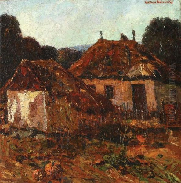 Country Houses Oil Painting by Octav Bancila