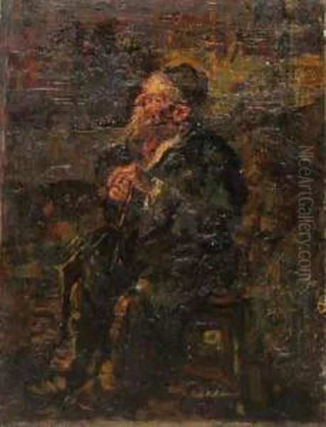 Batrn Evreu Oil Painting by Octav Bancila