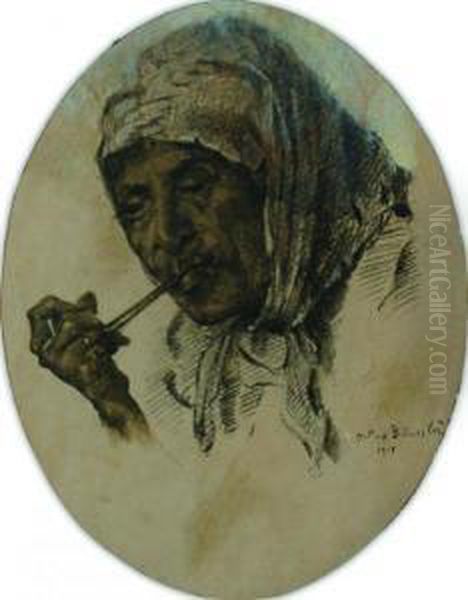 Tigancacu Pipa Oil Painting by Octav Bancila