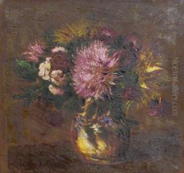 Vase With Flowers Oil Painting by Octav Bancila