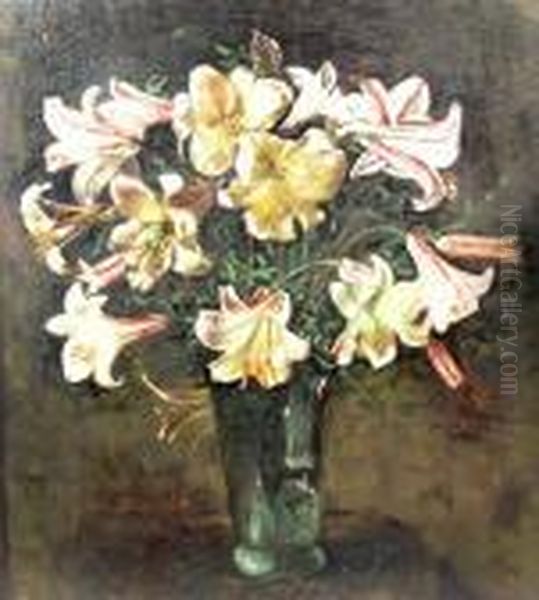 Imperial Lilies Oil Painting by Octav Bancila