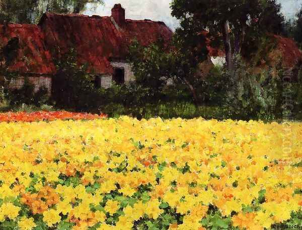 Yellow Nasturtiums Oil Painting by George Hitchcock