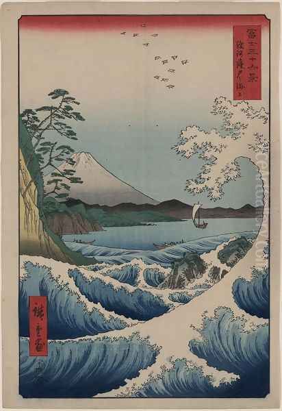 View of Mount Fuji from Satta Point in the Suruga Bay Oil Painting by Utagawa or Ando Hiroshige