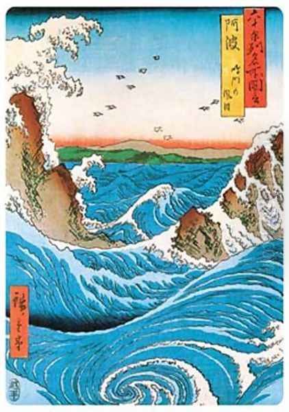 Navaro Rapids Oil Painting by Utagawa or Ando Hiroshige