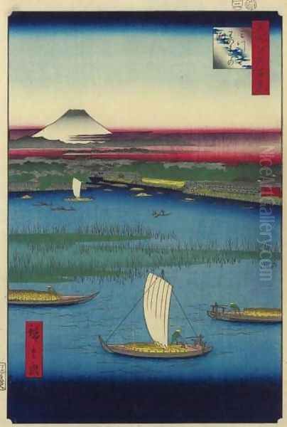 Deep Water at the Division into Three Forks (Mitsumata wakare no fuchi) Oil Painting by Utagawa or Ando Hiroshige