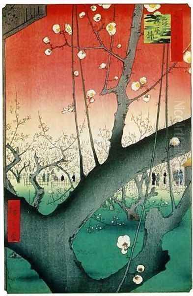 Plum Garden over Shin-Ohashi Oil Painting by Utagawa or Ando Hiroshige