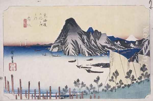 A View of Imagiri Oil Painting by Utagawa or Ando Hiroshige