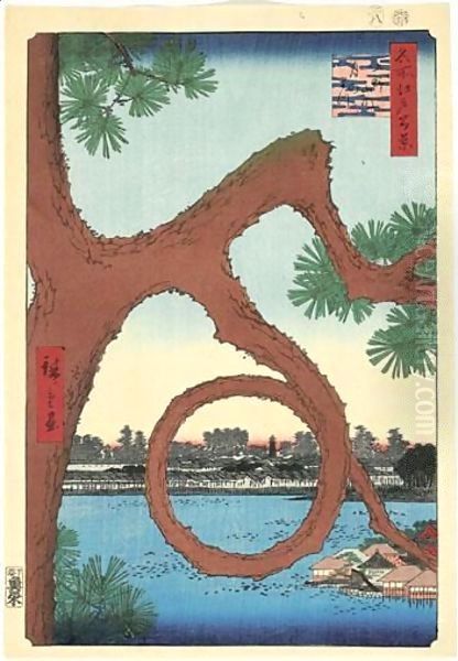 Moon Pine, Ueno Oil Painting by Utagawa or Ando Hiroshige