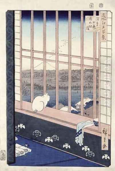 Asakusa Rice Fields during the festival of the Cock from the series Meisho Edo Hyakkei One Hundred Views of Edo Oil Painting by Utagawa or Ando Hiroshige