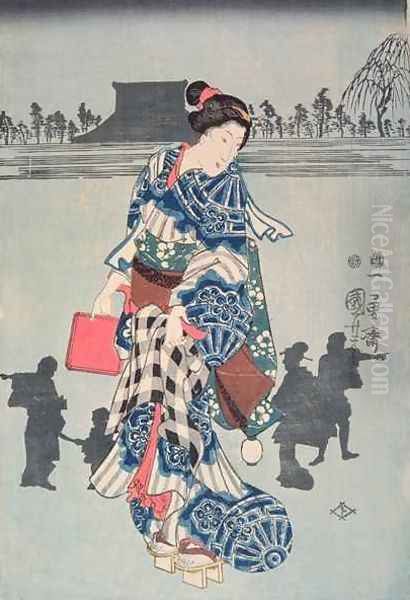 Act three of the drama Chushingura Oil Painting by Utagawa or Ando Hiroshige