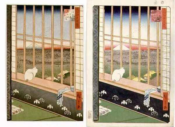 Asakusa Rice Fields during the Festival of the Cock from the series 100 Views of Edo 2 Oil Painting by Utagawa or Ando Hiroshige