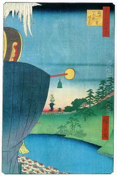 Sanno Festival Procession at Kojimachi I-chome Oil Painting by Utagawa or Ando Hiroshige