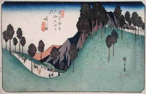 Ashida from Sixty nine Stations on the Kisokaido Highway Oil Painting by Utagawa or Ando Hiroshige