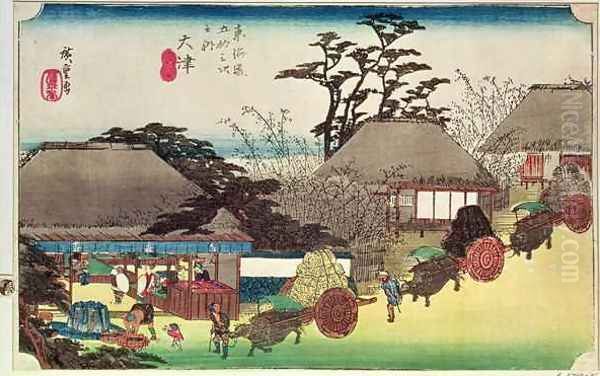 Otsu illustration from Fifty Three Stations of the Tokaido Road Oil Painting by Utagawa or Ando Hiroshige