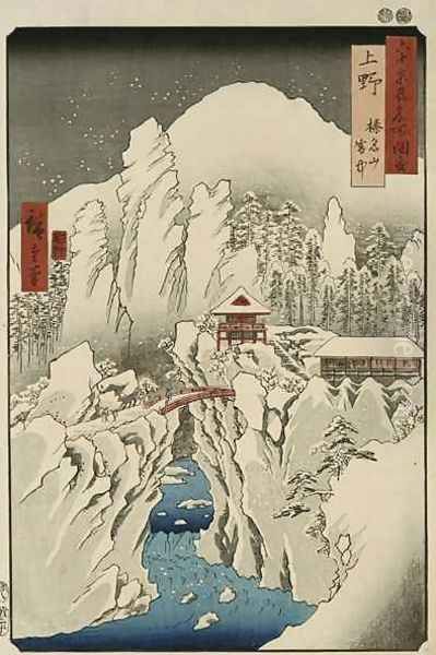 Mount Haruna in Snow Ueno Province from the series Views of Famous Places in the Sixty Odd Provinces Oil Painting by Utagawa or Ando Hiroshige