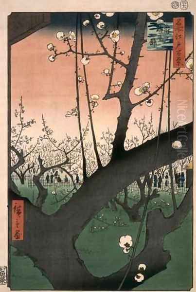 The Cherry Garden at Kameido from One Hundred views of Edo Oil Painting by Utagawa or Ando Hiroshige