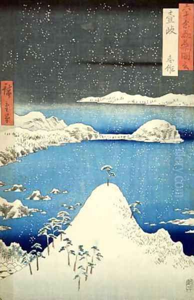 The Snowstorm Oil Painting by Utagawa or Ando Hiroshige