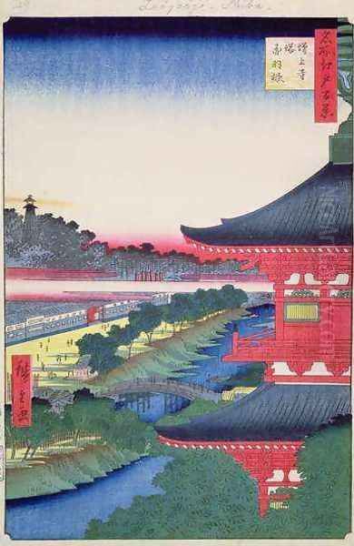 Zojoji Pagoda and Akabane from One Hundred famous Views of Edo Oil Painting by Utagawa or Ando Hiroshige