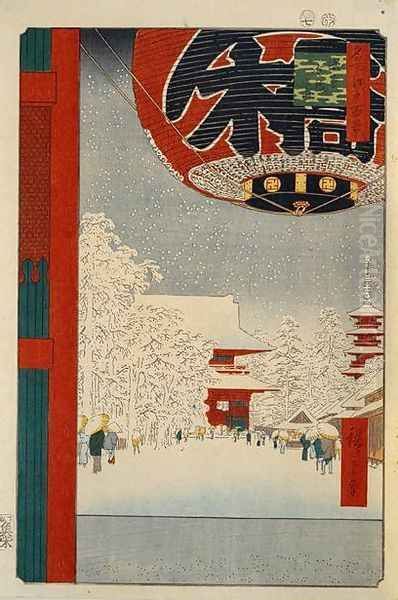 Kinryusan Temple at Asakusa Oil Painting by Utagawa or Ando Hiroshige