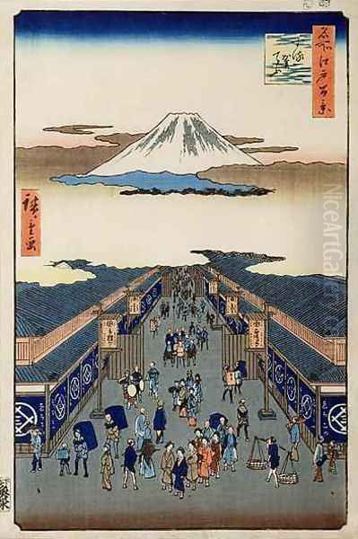 The Road to Mount Fuji Oil Painting by Utagawa or Ando Hiroshige