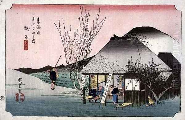 The Teahouse at Mariko from the series 53 Stations on the Eastern Coast Road Oil Painting by Utagawa or Ando Hiroshige