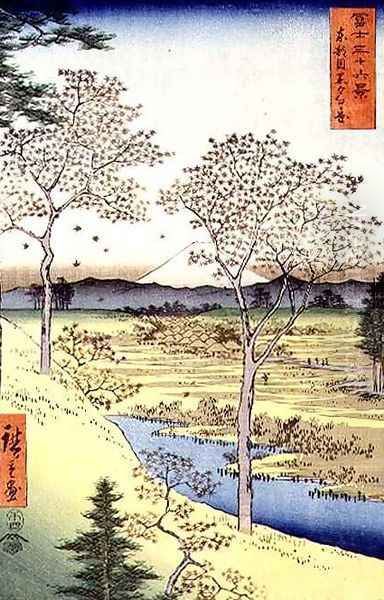 Fuji from Yuhi Ga Megwo No 10 from the series 36 Views of Mt Fuji Oil Painting by Utagawa or Ando Hiroshige