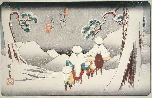 Oi from Sixty nine Station on the Kisokaido Highway Oil Painting by Utagawa or Ando Hiroshige