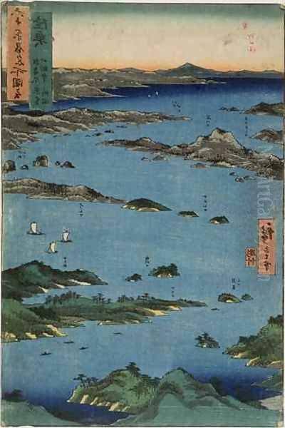 Mutsu Province Scenery at Matsushima from the series Illustrations of Famous Places in the Sixty odd Provinces Oil Painting by Utagawa or Ando Hiroshige