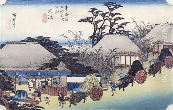 The Teahouse at the Spring Otsu from Fifty Three Stages of the Tokaido Road Oil Painting by Utagawa or Ando Hiroshige