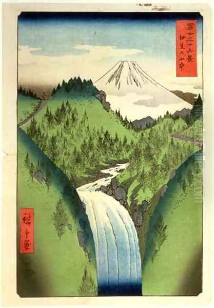 Fuji from the Mountains of Isu No 22 from the series 36 Views of Mt Fuji Fuji Saryu Rokkei Oil Painting by Utagawa or Ando Hiroshige