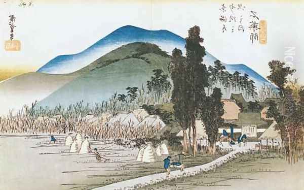 Ishiyakushi from the series 53 Stations of the Tokaido Oil Painting by Utagawa or Ando Hiroshige