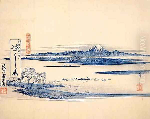 Landscape view of Fuji Oil Painting by Utagawa or Ando Hiroshige