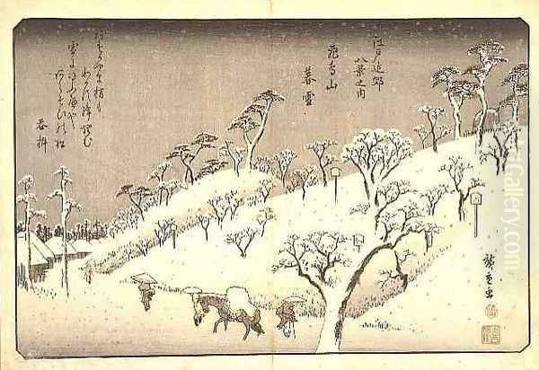 Riches Bequest 1913 Evening Snow at Asuka Hill Asukayama Oil Painting by Utagawa or Ando Hiroshige