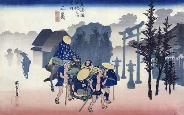 Morning Mist at Mishima from the series 53 Stations of the Tokaido Oil Painting by Utagawa or Ando Hiroshige