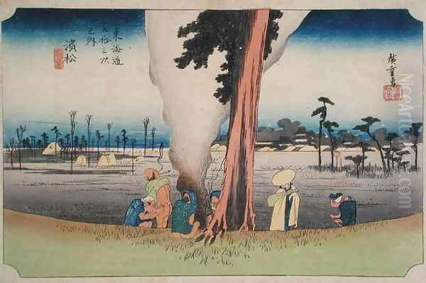 Hamamatsu from Fifty three Stations on the Tokaido Highway Oil Painting by Utagawa or Ando Hiroshige