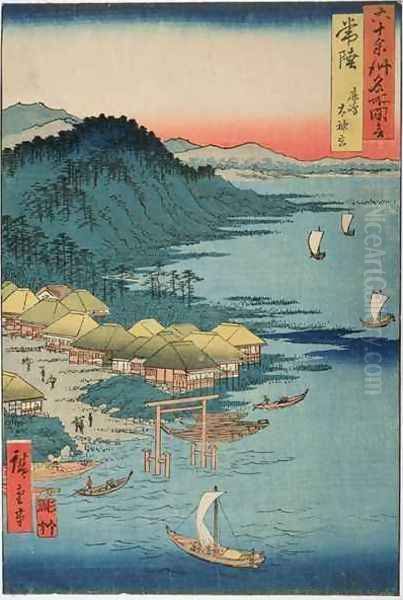 Hitachi Province Kashima Great Shrine from the series Illustrations of Famous Places in the Sixty-odd provinces Oil Painting by Utagawa or Ando Hiroshige