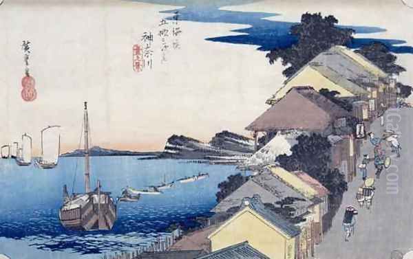 Kanagawa View of the Ridge from the series 53 Stations of the Tokaido Oil Painting by Utagawa or Ando Hiroshige