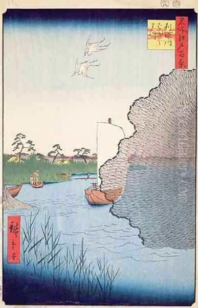 Scattered Pines Tone River no 71 from One Hundred famous views of Edo Oil Painting by Utagawa or Ando Hiroshige